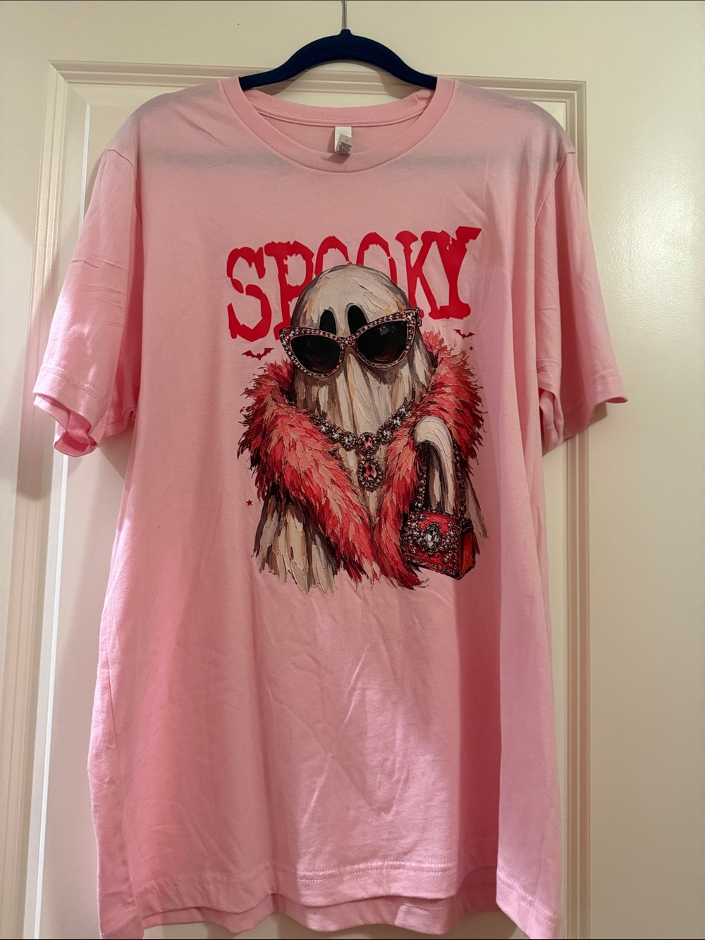 Bella Canvas CUTE HALLOWEEN Pink 'Spooky' Ghost Graphic Tee